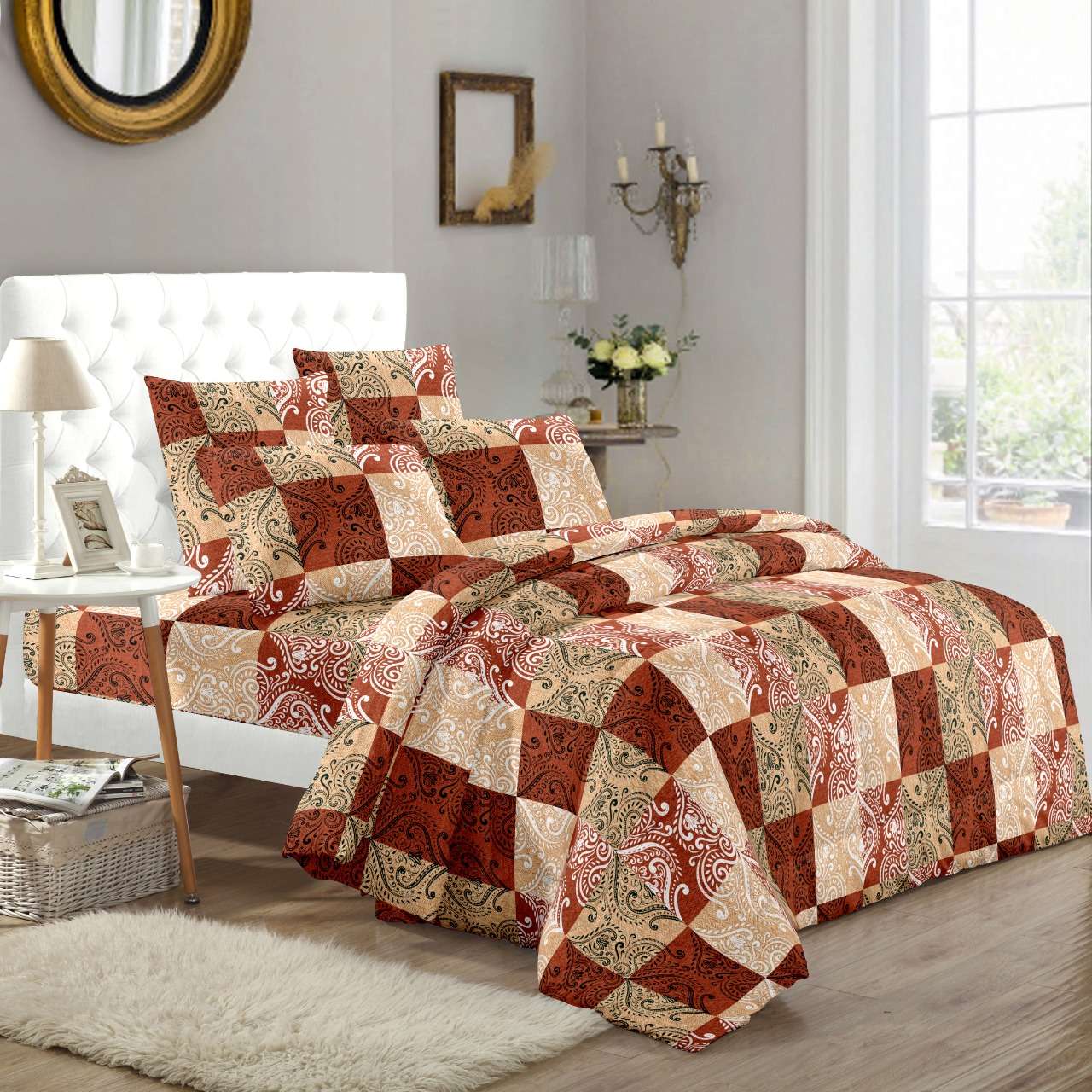 solitaire part 2 soft pure cotton colorful printed king size bedsheets with pillow cover 