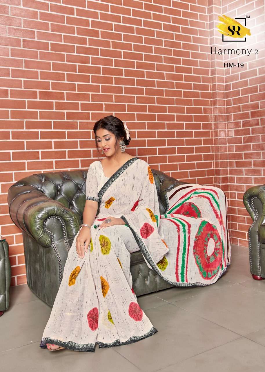 sr brand harmony vol 2 linen fancy saree with weaving border lowest rates online 