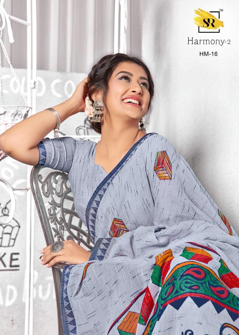 sr brand harmony vol 2 linen fancy saree with weaving border lowest rates online 