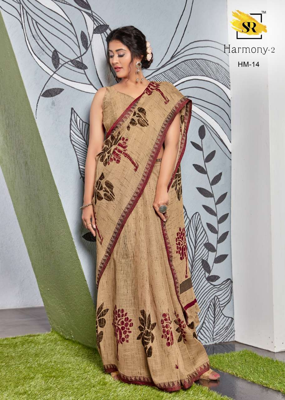 sr brand harmony vol 2 linen fancy saree with weaving border lowest rates online 