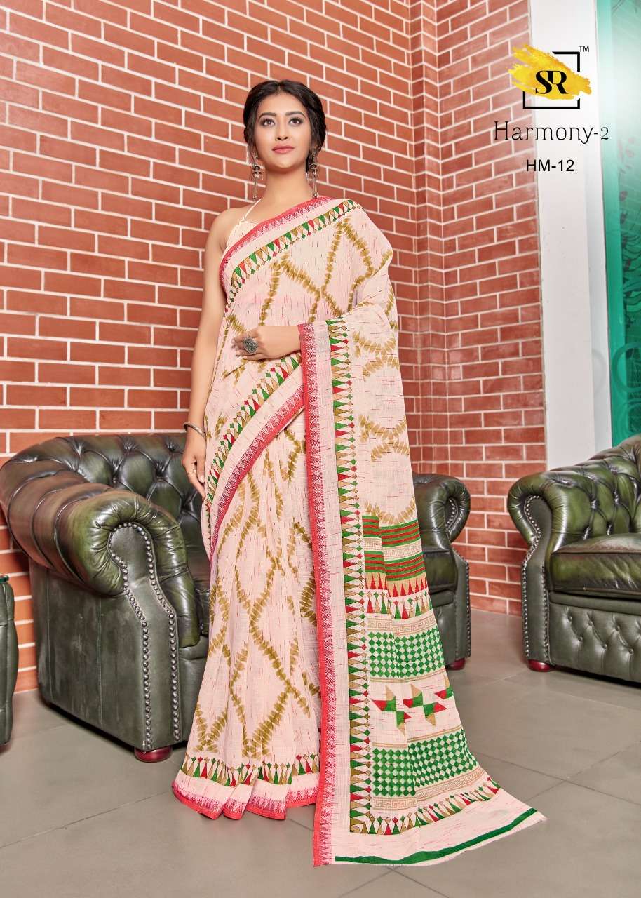 sr brand harmony vol 2 linen fancy saree with weaving border lowest rates online 