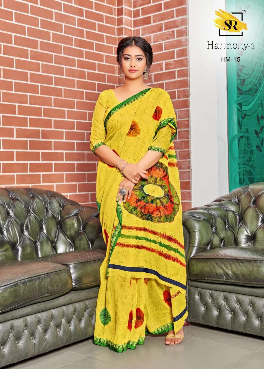 sr brand harmony vol 2 linen fancy saree with weaving border lowest rates online 