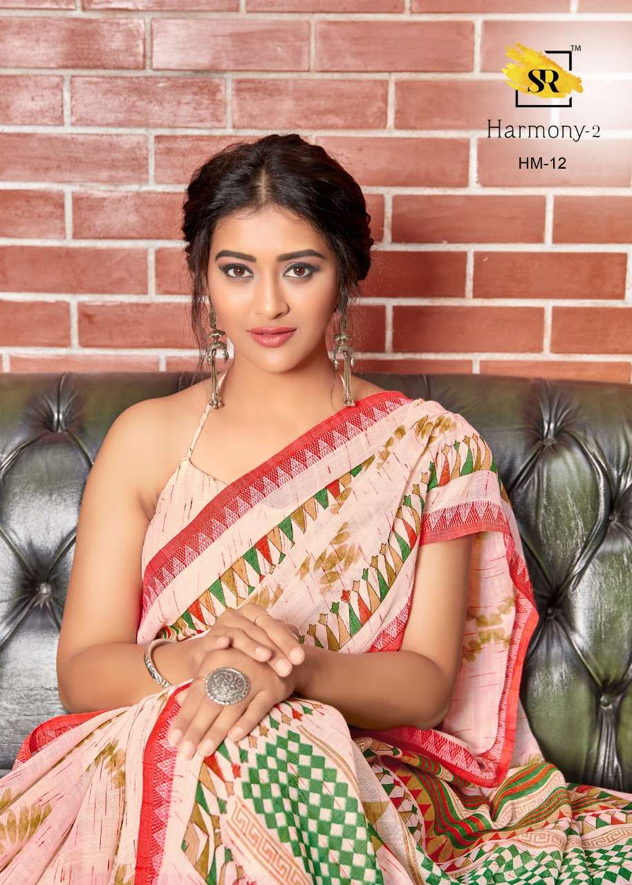 sr brand harmony vol 2 linen fancy saree with weaving border lowest rates online 