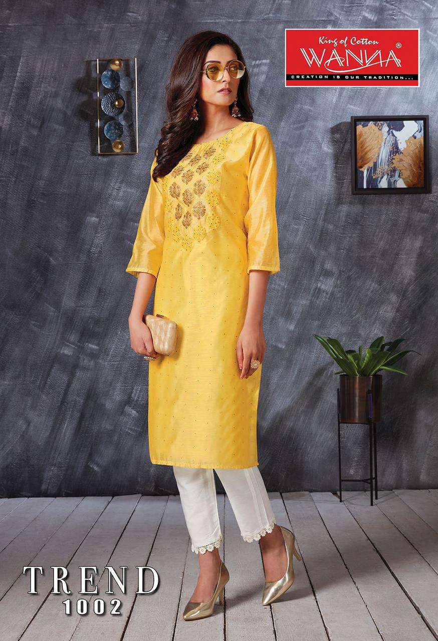 Trend by wanna heavy silk with jaam satin pant kurti Catalog Collection Wholesaler Lowest Best Price In Ahmedabad Surat Chennai India Uk Usa Malaysia Singapore Canada Australia