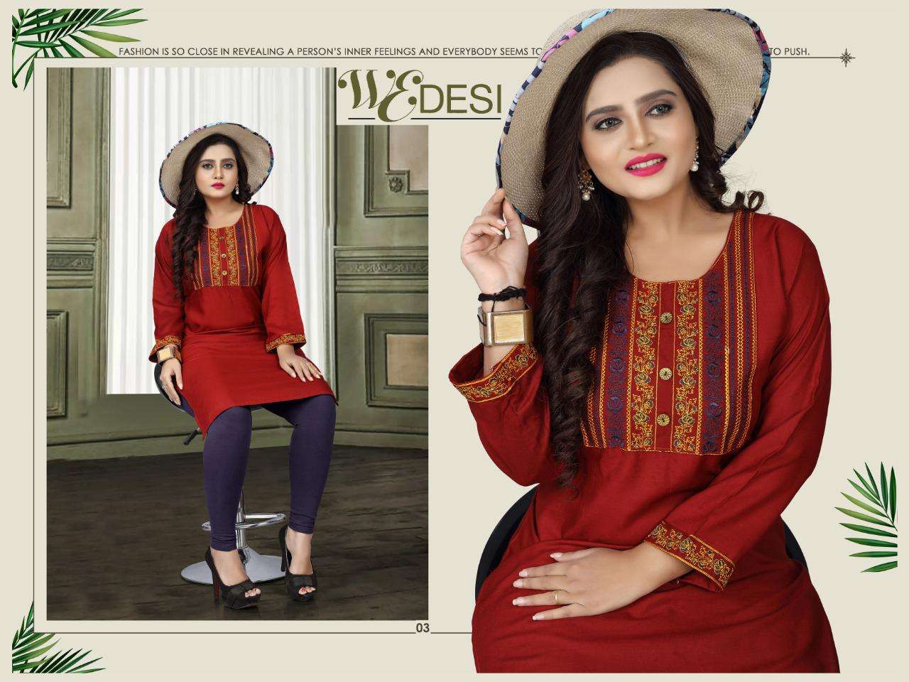wedesi by aagya heavy rayon with work kurti Catalog Collection Wholesaler Lowest Best Price In Ahmedabad Surat Chennai India Uk Usa Malaysia Singapore Canada Australia