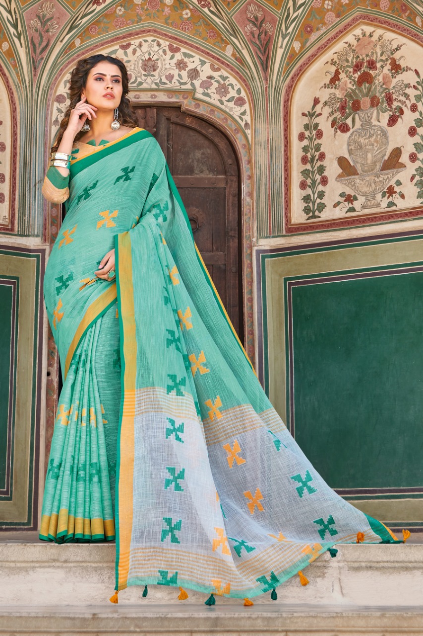 Heritage Cotton Linen Cotton Designer Sari Wholesaler