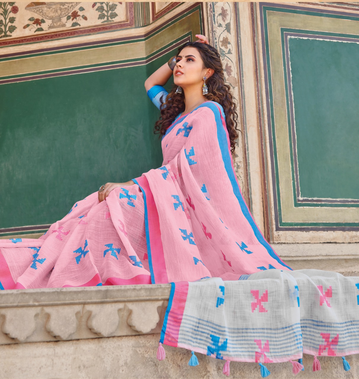 Heritage Cotton Linen Cotton Designer Sari Wholesaler