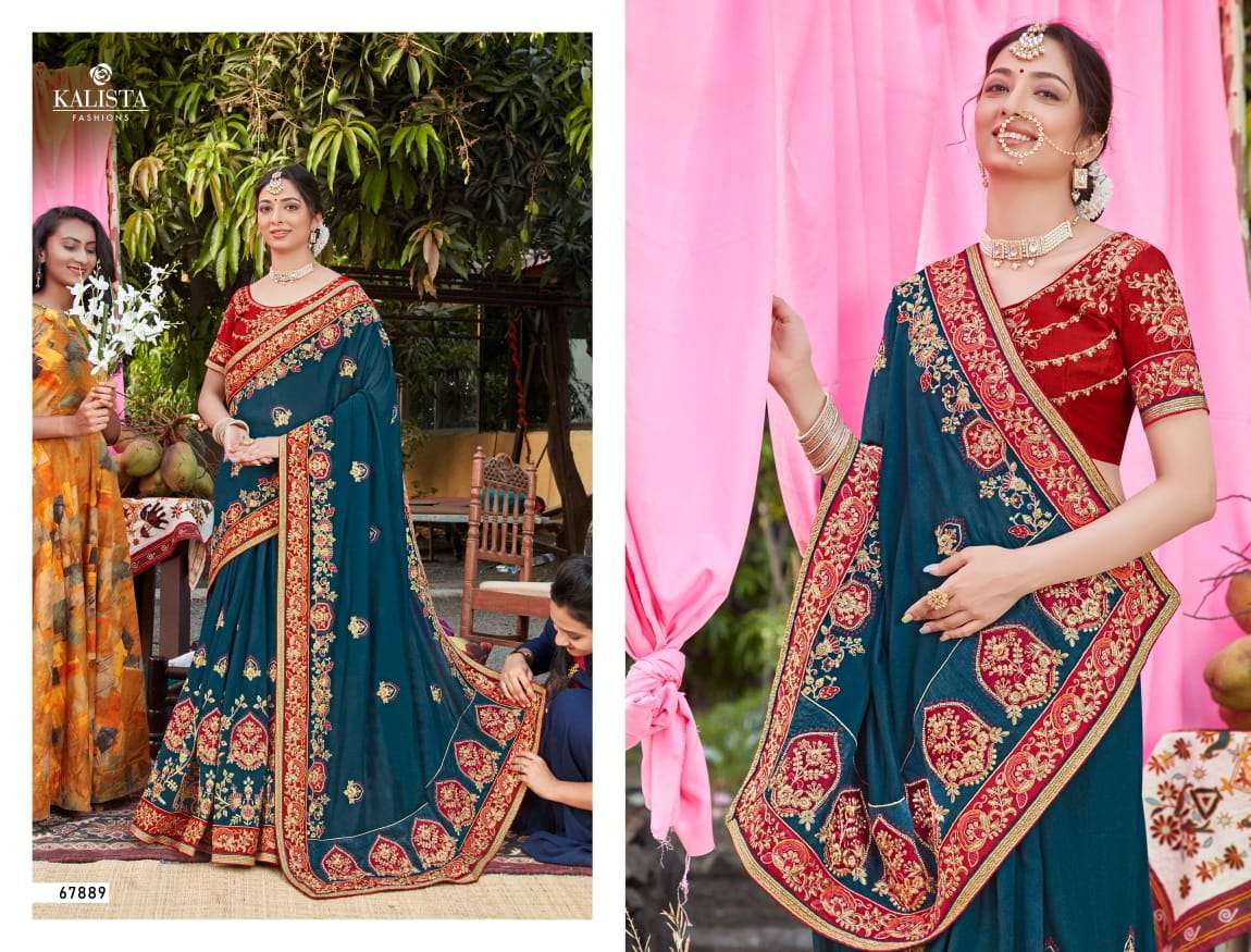 Mallika Vol 3 By Kalista Embroidery Party Wear Bridal Saree