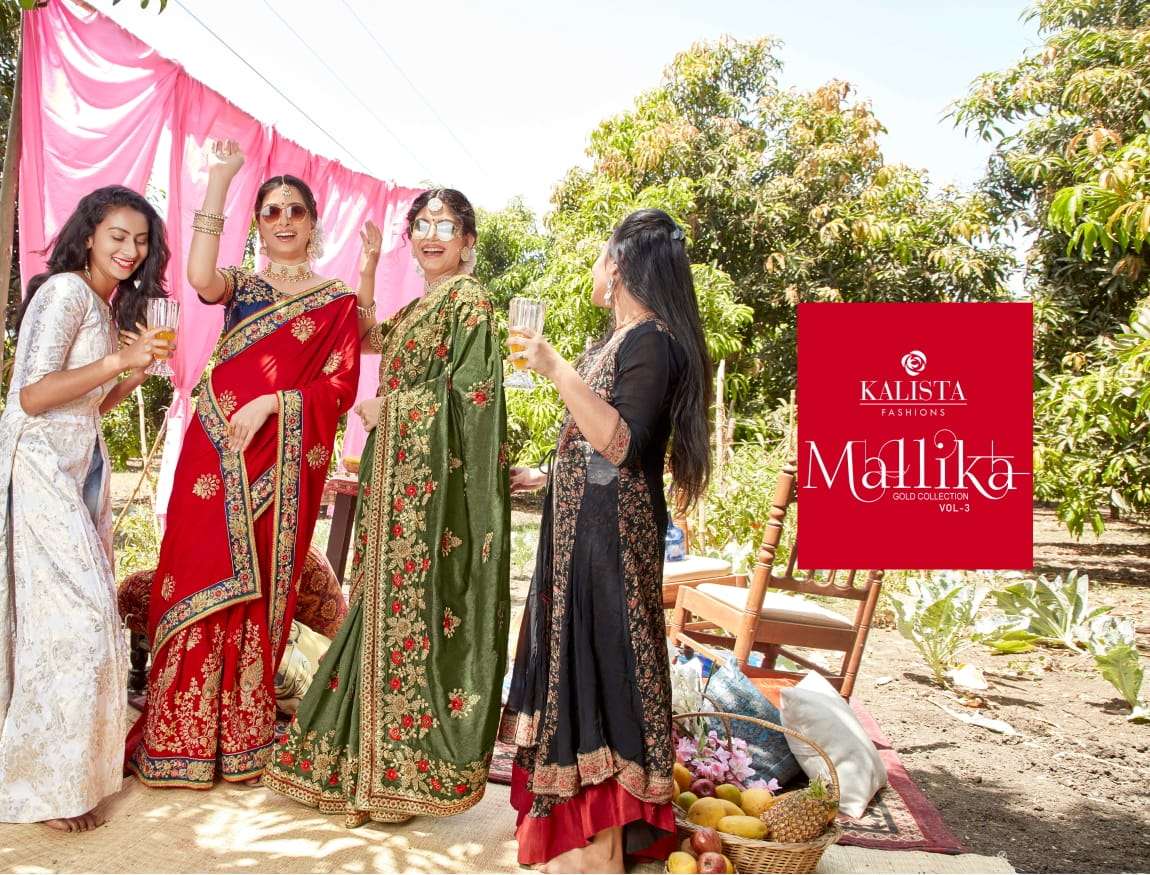 Mallika Vol 3 By Kalista Embroidery Party Wear Bridal Saree