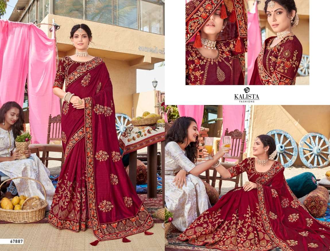 Mallika Vol 3 By Kalista Embroidery Party Wear Bridal Saree