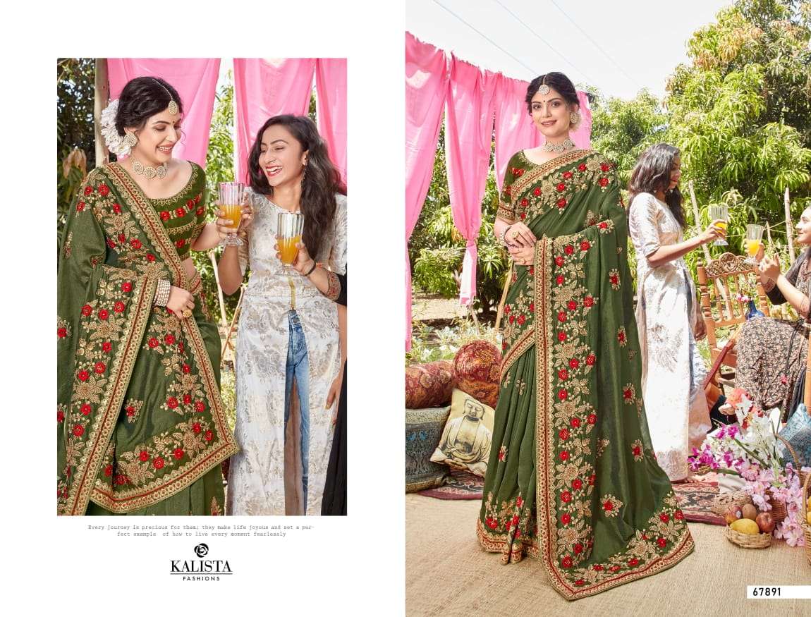 Mallika Vol 3 By Kalista Embroidery Party Wear Bridal Saree