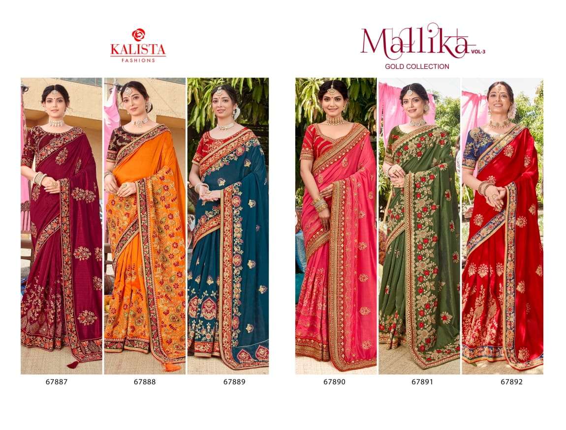 Mallika Vol 3 By Kalista Embroidery Party Wear Bridal Saree