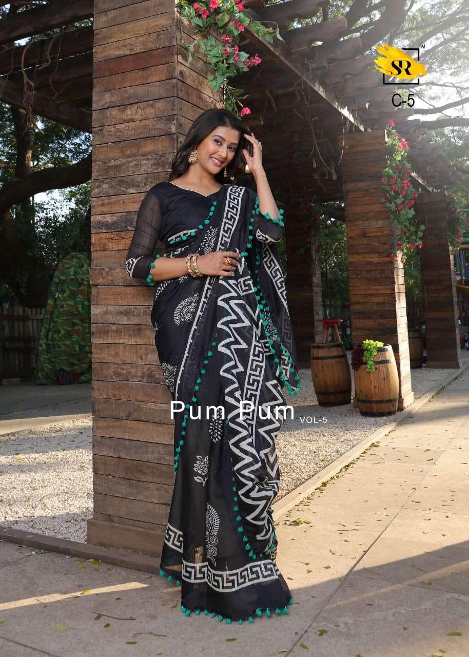 sr brand authorized supplier in surat market sr pum pum vol 5 mul mul cotton saris with low price 