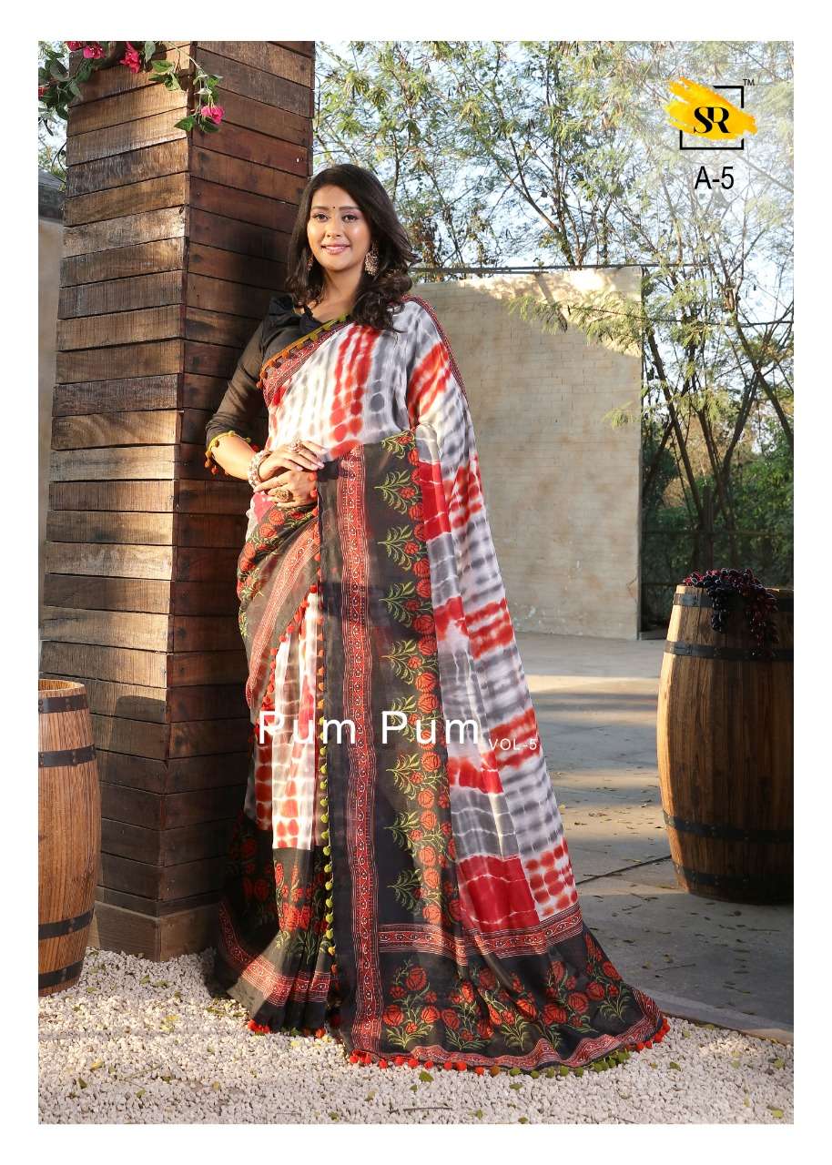 sr brand authorized supplier in surat market sr pum pum vol 5 mul mul cotton saris with low price 