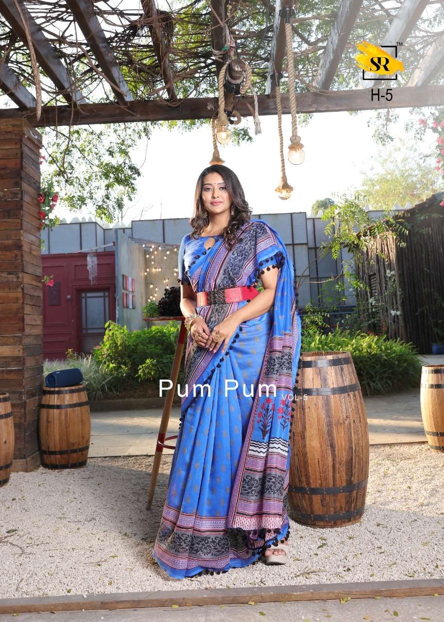 sr brand authorized supplier in surat market sr pum pum vol 5 mul mul cotton saris with low price 