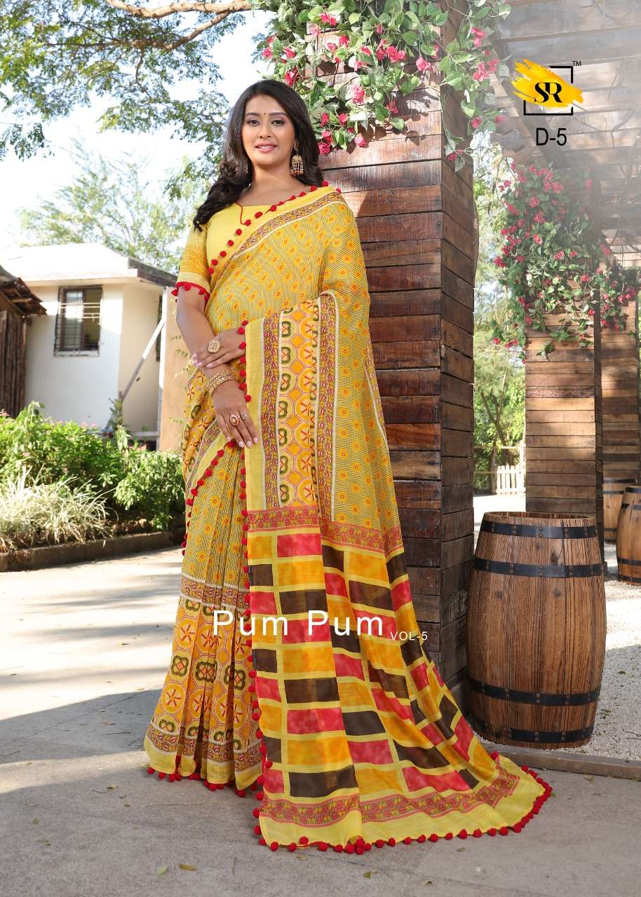 sr brand authorized supplier in surat market sr pum pum vol 5 mul mul cotton saris with low price 