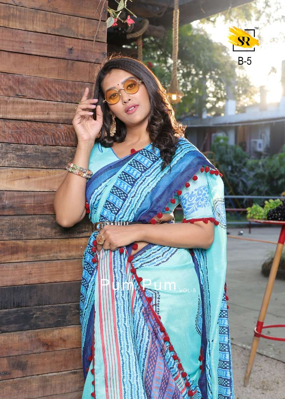 sr brand authorized supplier in surat market sr pum pum vol 5 mul mul cotton saris with low price 