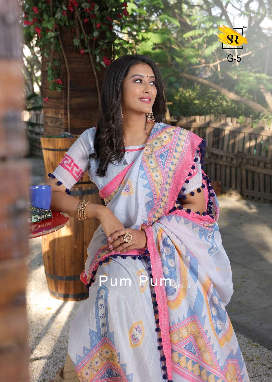 sr brand authorized supplier in surat market sr pum pum vol 5 mul mul cotton saris with low price 