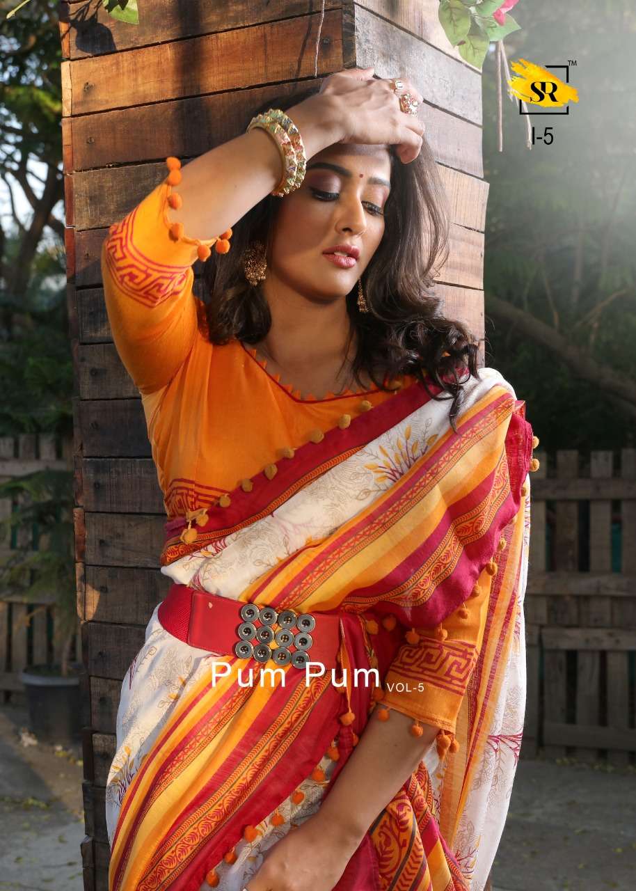 sr brand authorized supplier in surat market sr pum pum vol 5 mul mul cotton saris with low price 
