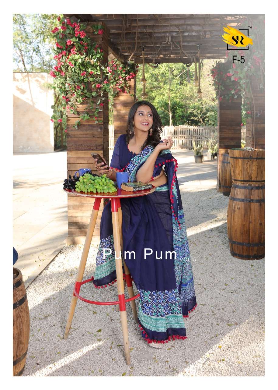 sr brand authorized supplier in surat market sr pum pum vol 5 mul mul cotton saris with low price 