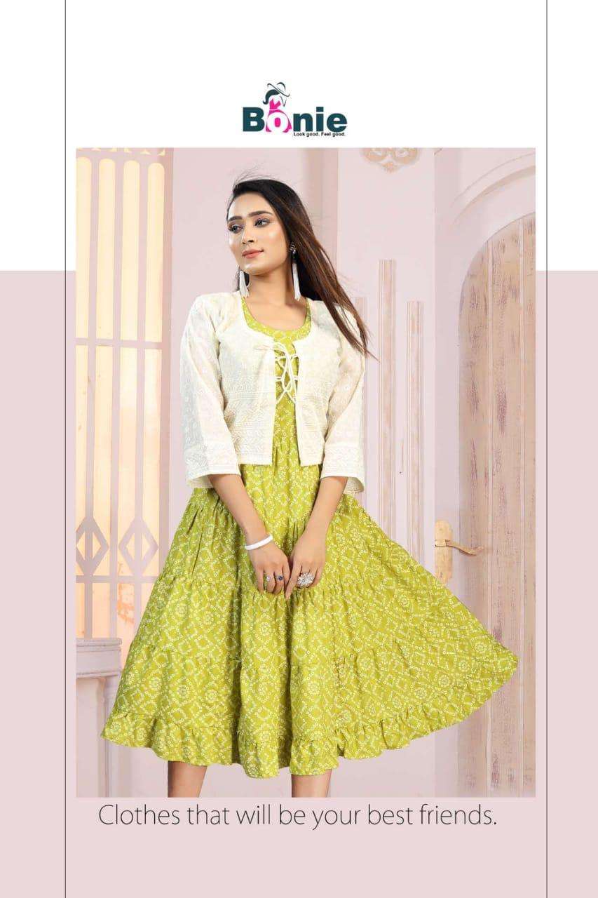 Aaina By Bonie Heavy Rayon Kurti With Jacket Catalog Collection Wholesaler Lowest Best Price In Ahmedabad Surat Chennai India Uk Usa Malaysia Singapore Canada Australia Mauritius