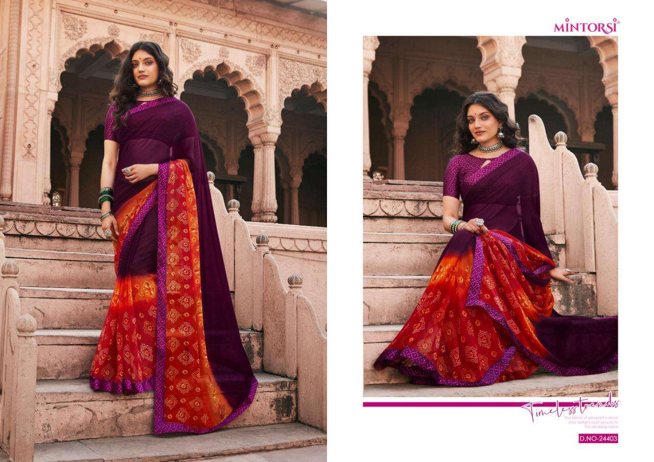 Mintorsi Bandhej Georgette Printed Sarees