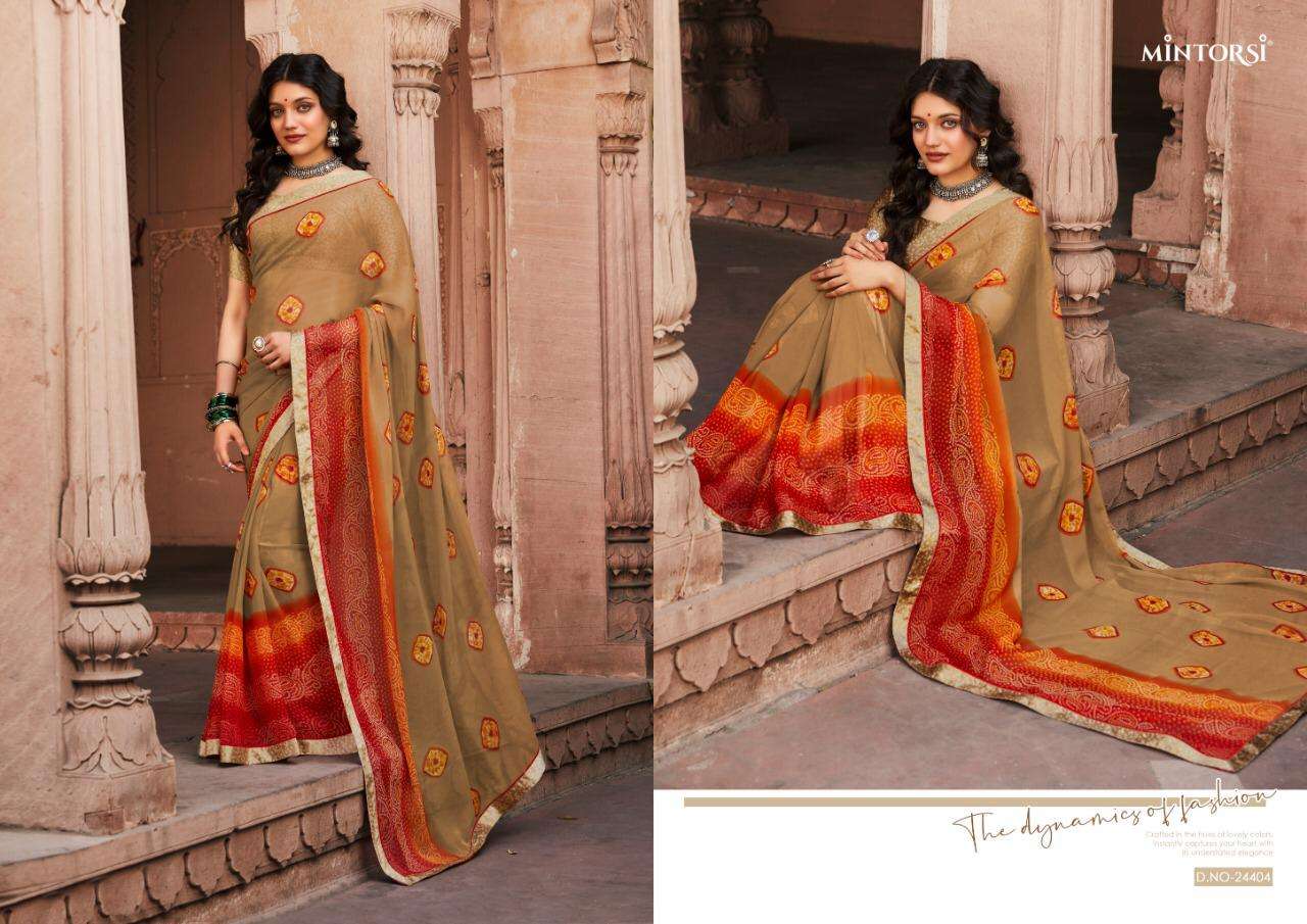 Mintorsi Bandhej Georgette Printed Sarees
