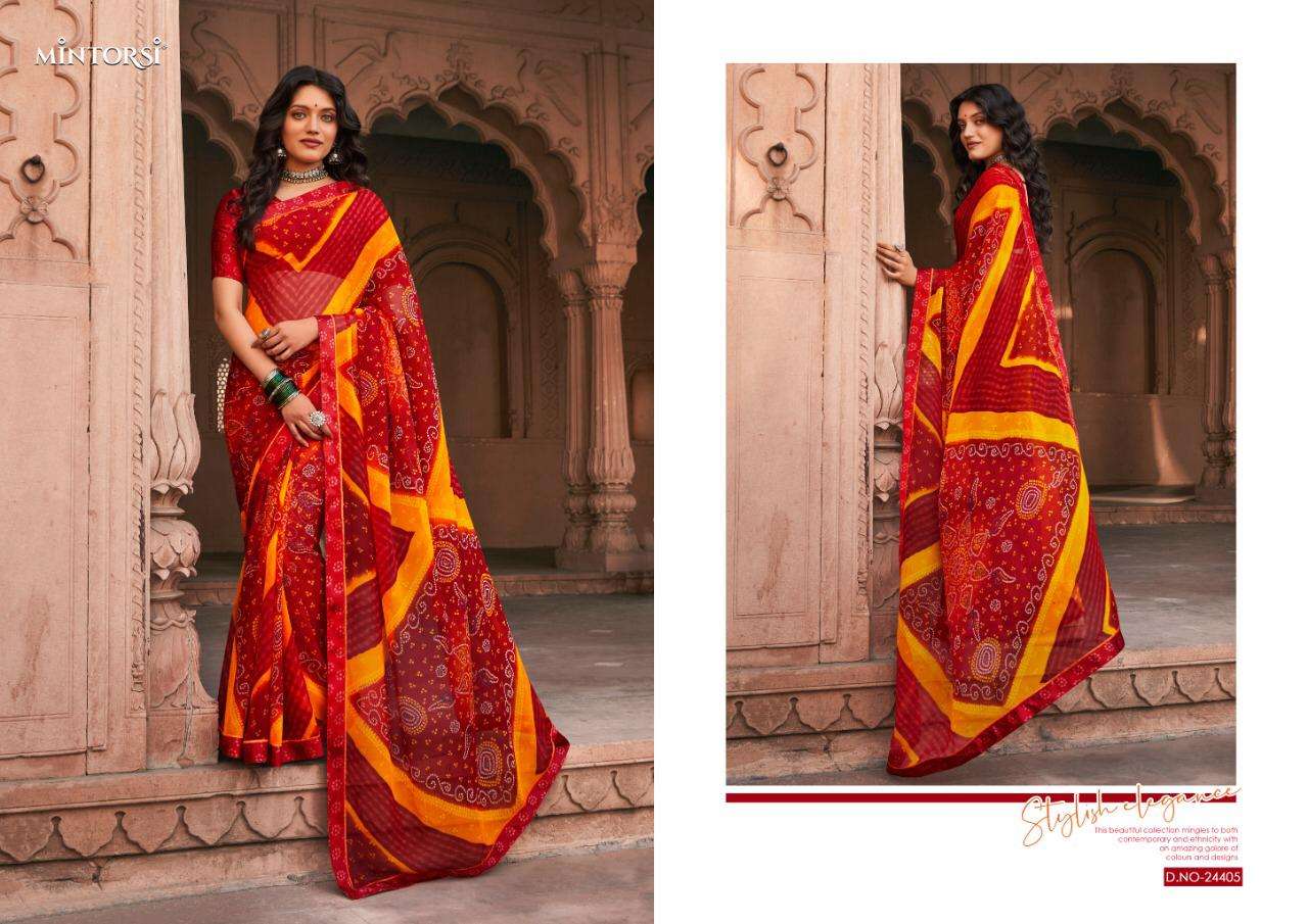 Mintorsi Bandhej Georgette Printed Sarees