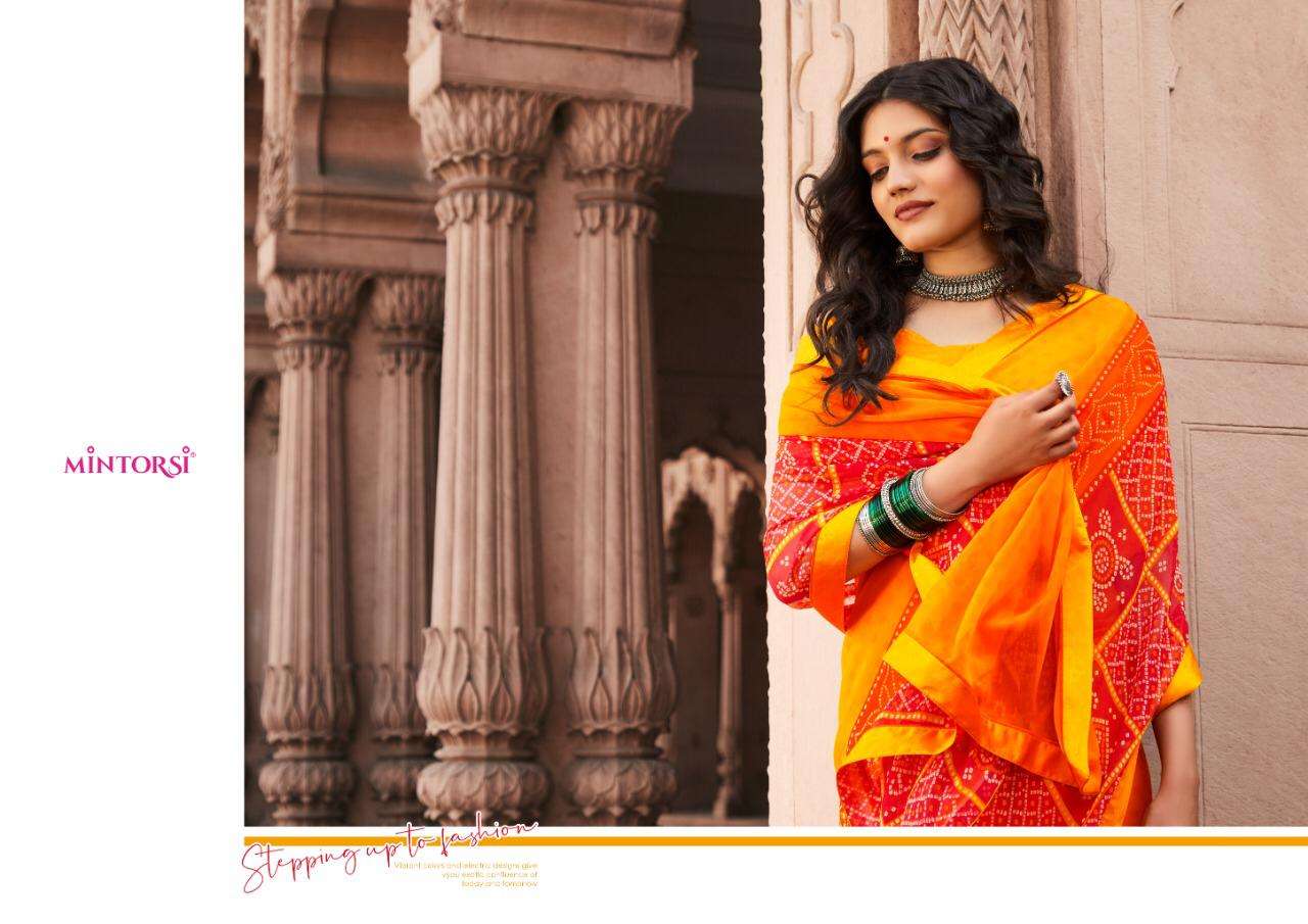 Mintorsi Bandhej Georgette Printed Sarees