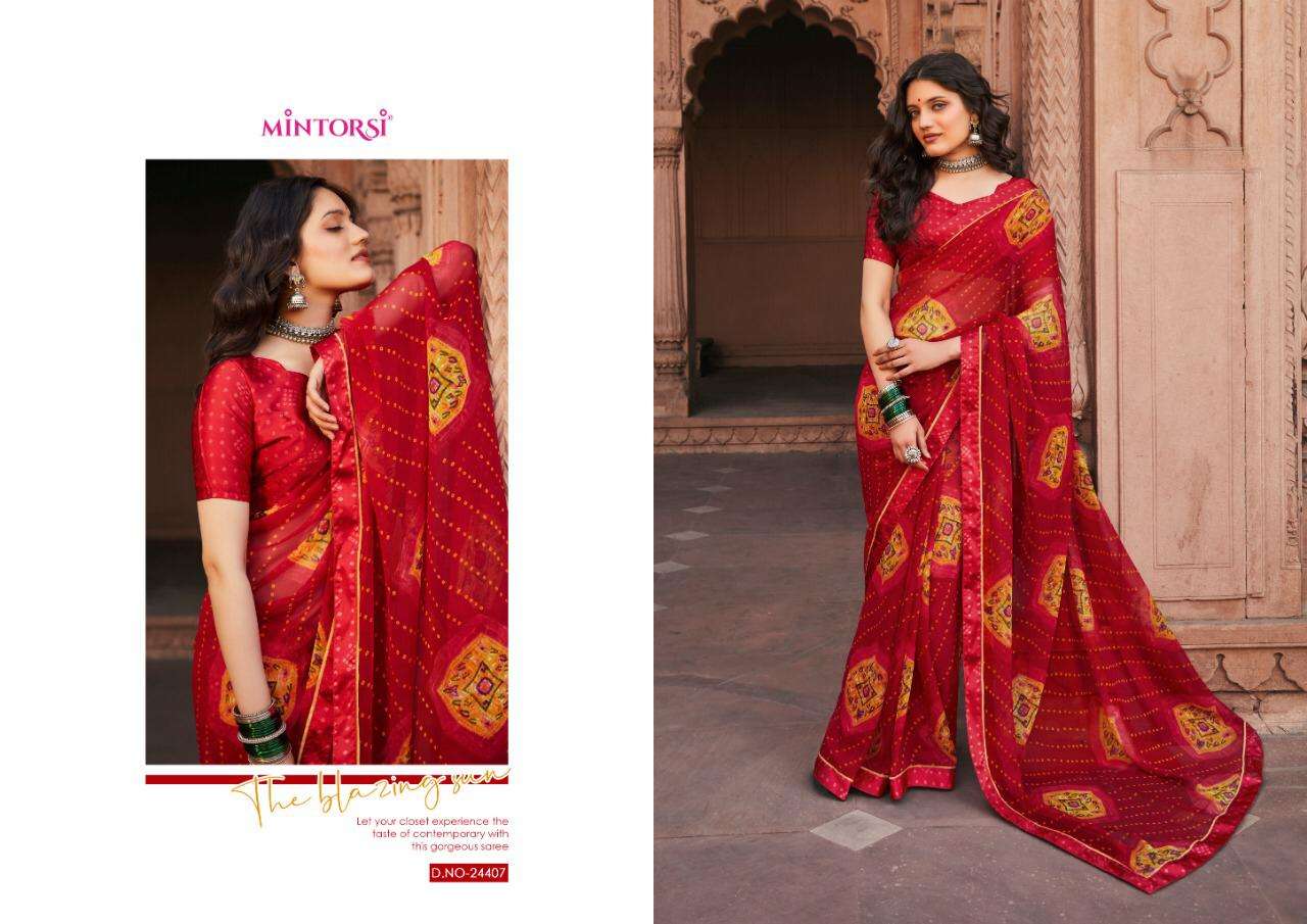 Mintorsi Bandhej Georgette Printed Sarees