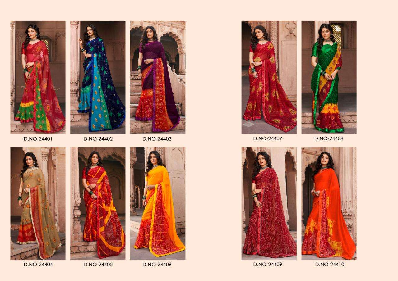 Mintorsi Bandhej Georgette Printed Sarees