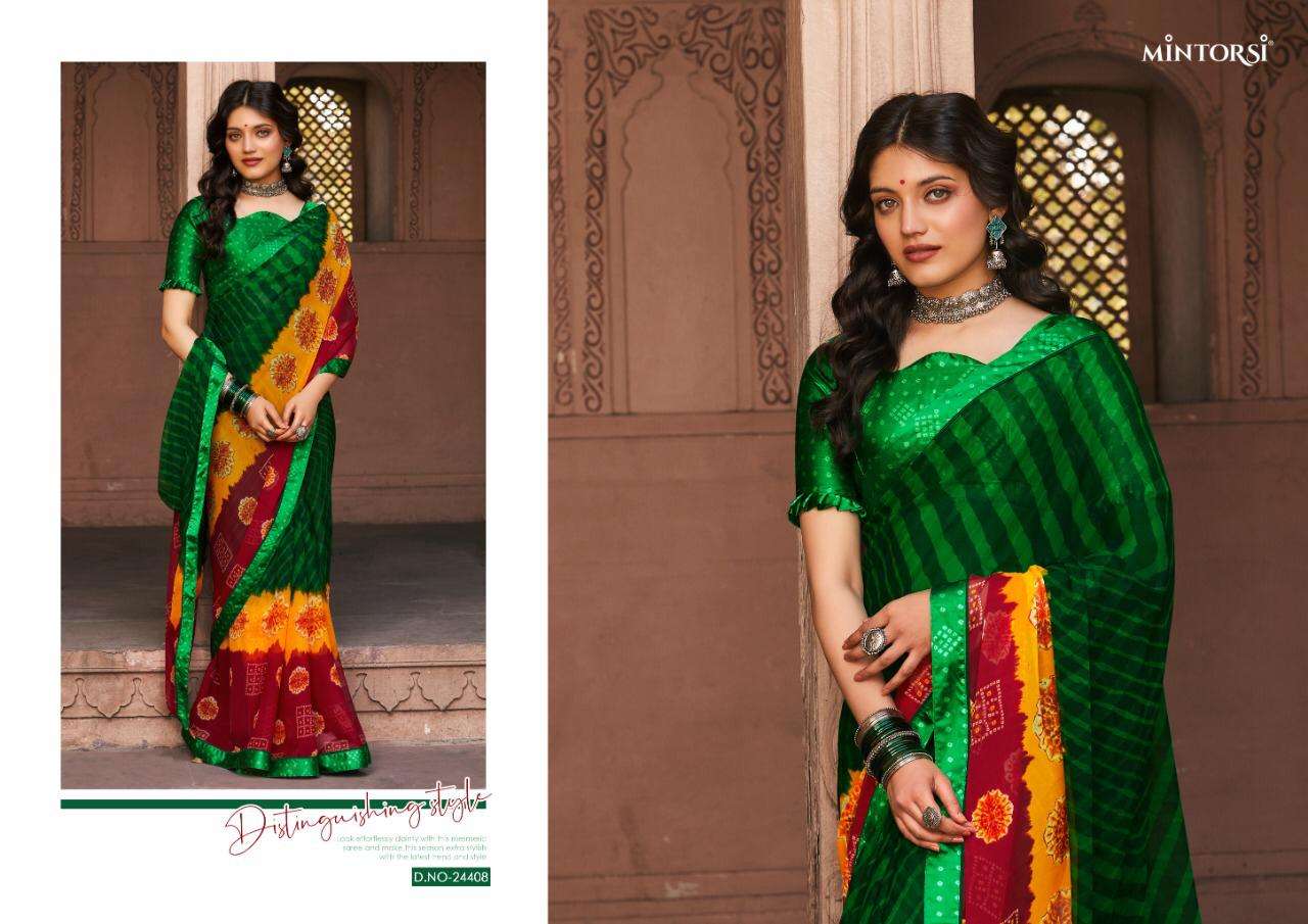 Mintorsi Bandhej Georgette Printed Sarees