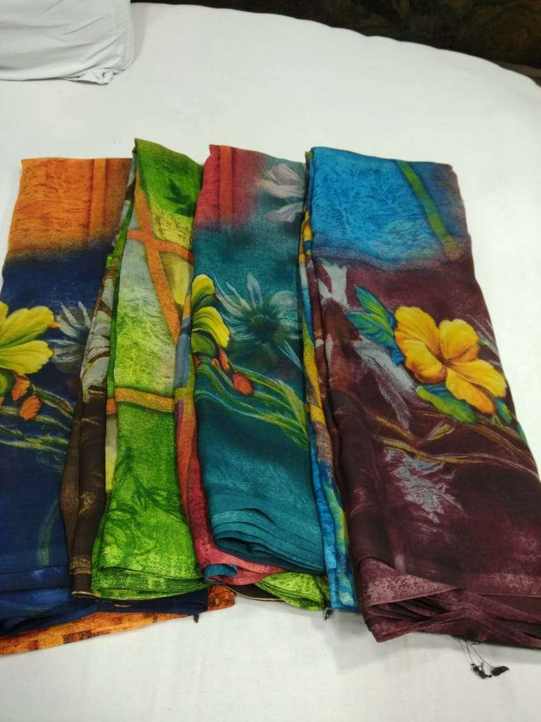 60 Gram Georgette Soft Printed Casual Wear Ladies Saree Exports
