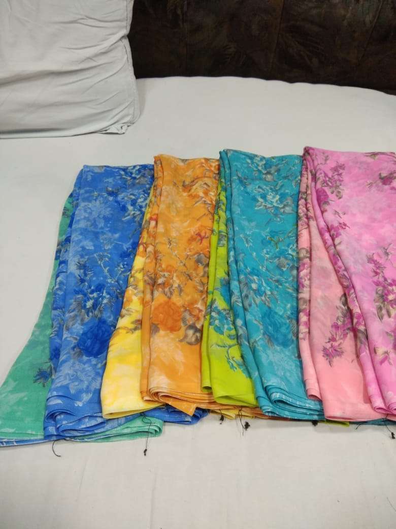 60 Gram Georgette Soft Printed Casual Wear Ladies Saree Exports