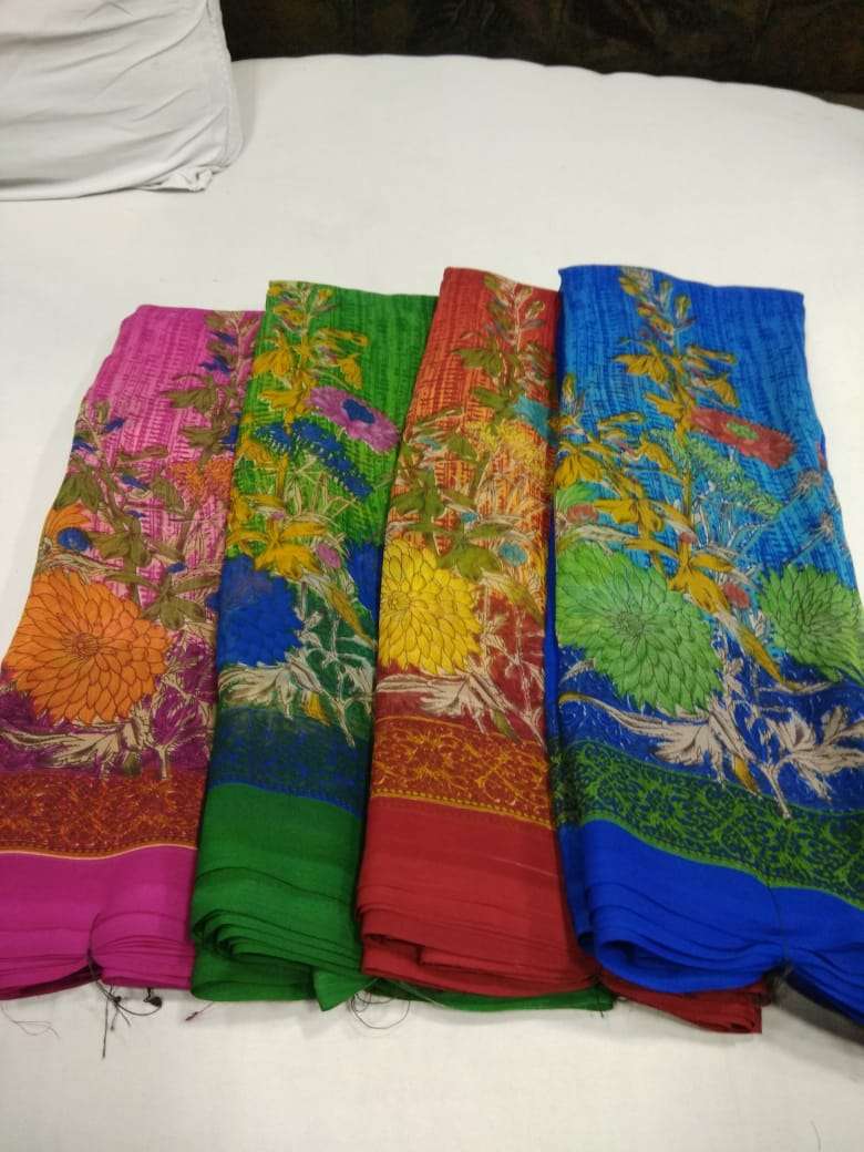 60 Gram Georgette Soft Printed Casual Wear Ladies Saree Exports