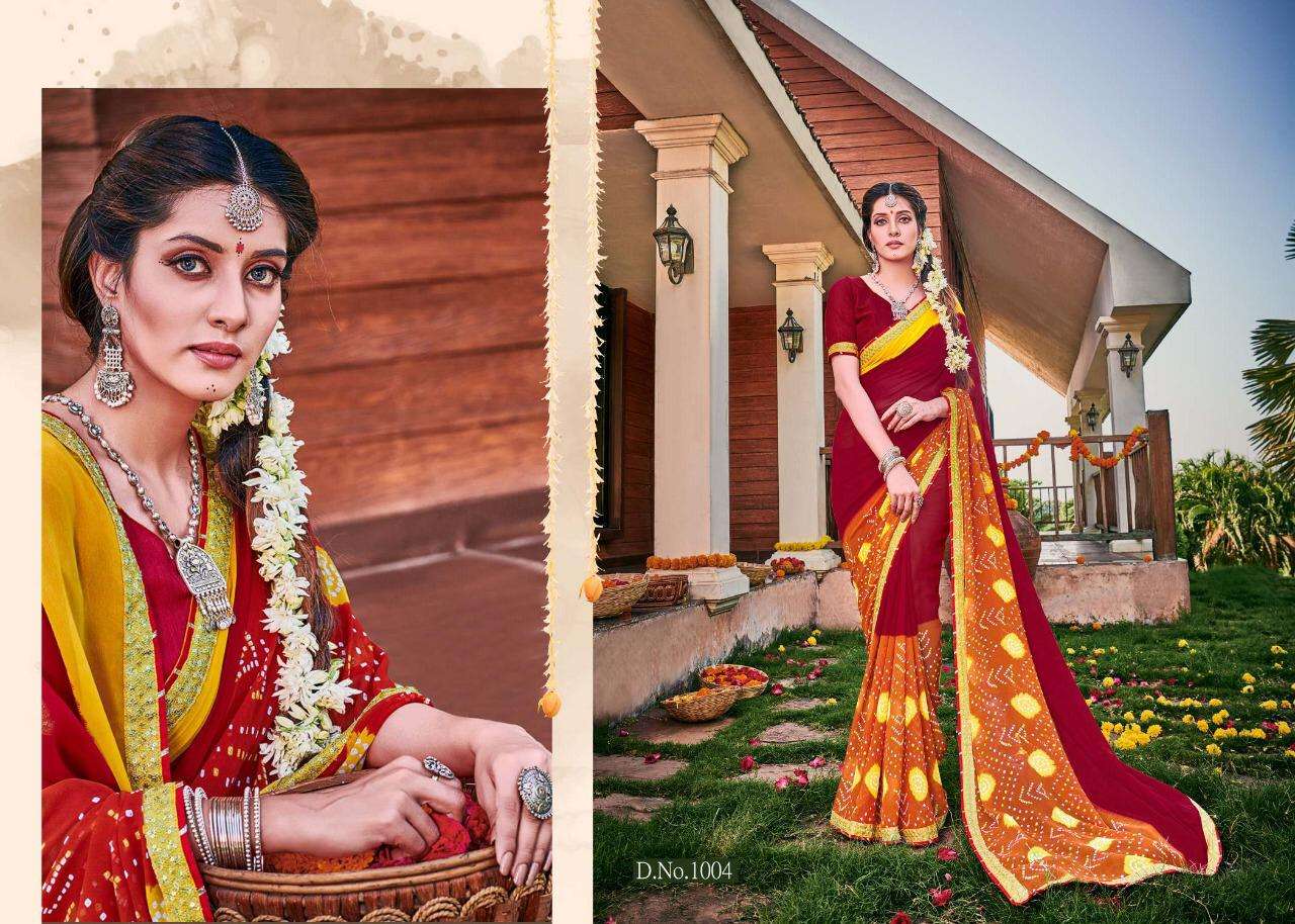 Bandhej By Alveera Georgette Work Bandhani Saree