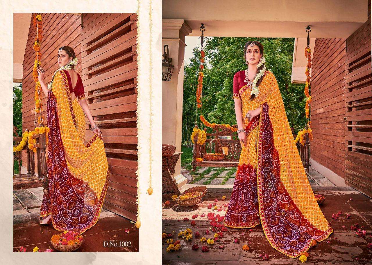 Bandhej By Alveera Georgette Work Bandhani Saree