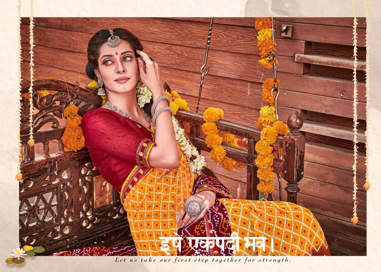 Bandhej By Alveera Georgette Work Bandhani Saree