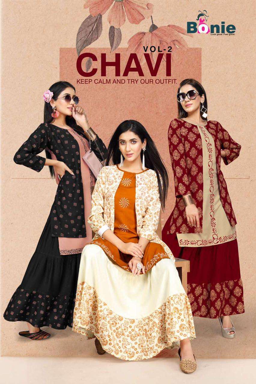 Chavi 2 By Bonie Heavy Rayon Kurti With Skirt Catalog Collection Wholesaler Lowest Best Price In Ahmedabad Surat Chennai India Uk Usa Malaysia Singapore Canada Australia Mauritius