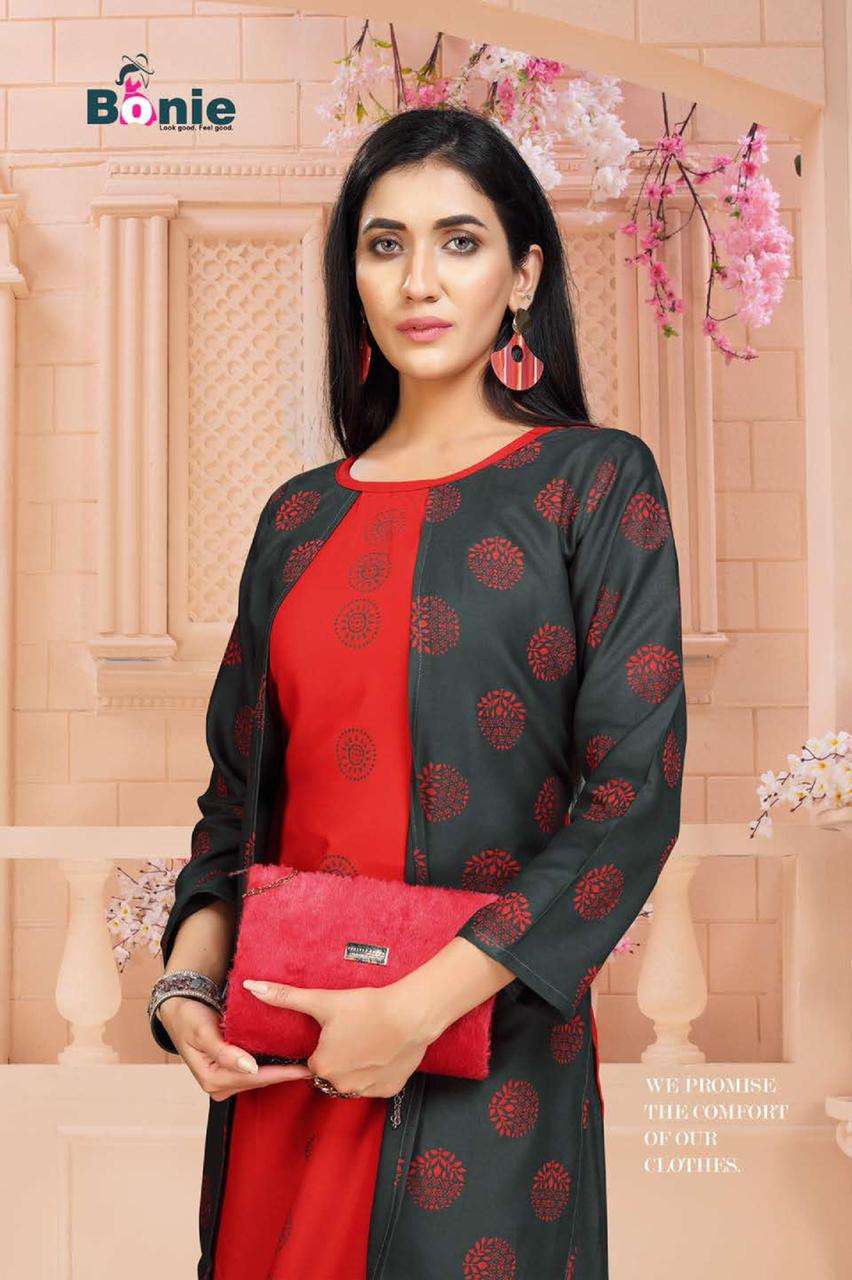 Chavi 2 By Bonie Heavy Rayon Kurti With Skirt Catalog Collection Wholesaler Lowest Best Price In Ahmedabad Surat Chennai India Uk Usa Malaysia Singapore Canada Australia Mauritius