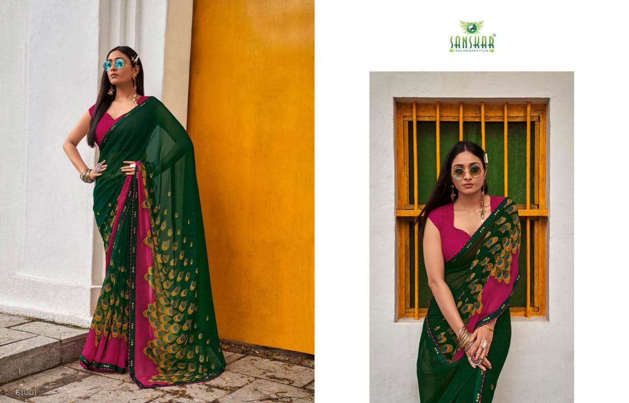 Chitrakala By Sanskar Text Print Georgette Saree Exports