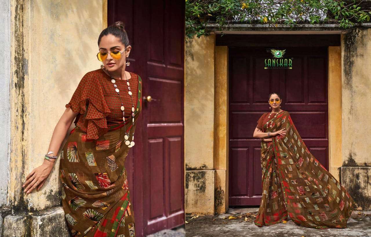 Chitrakala By Sanskar Text Print Georgette Saree Exports