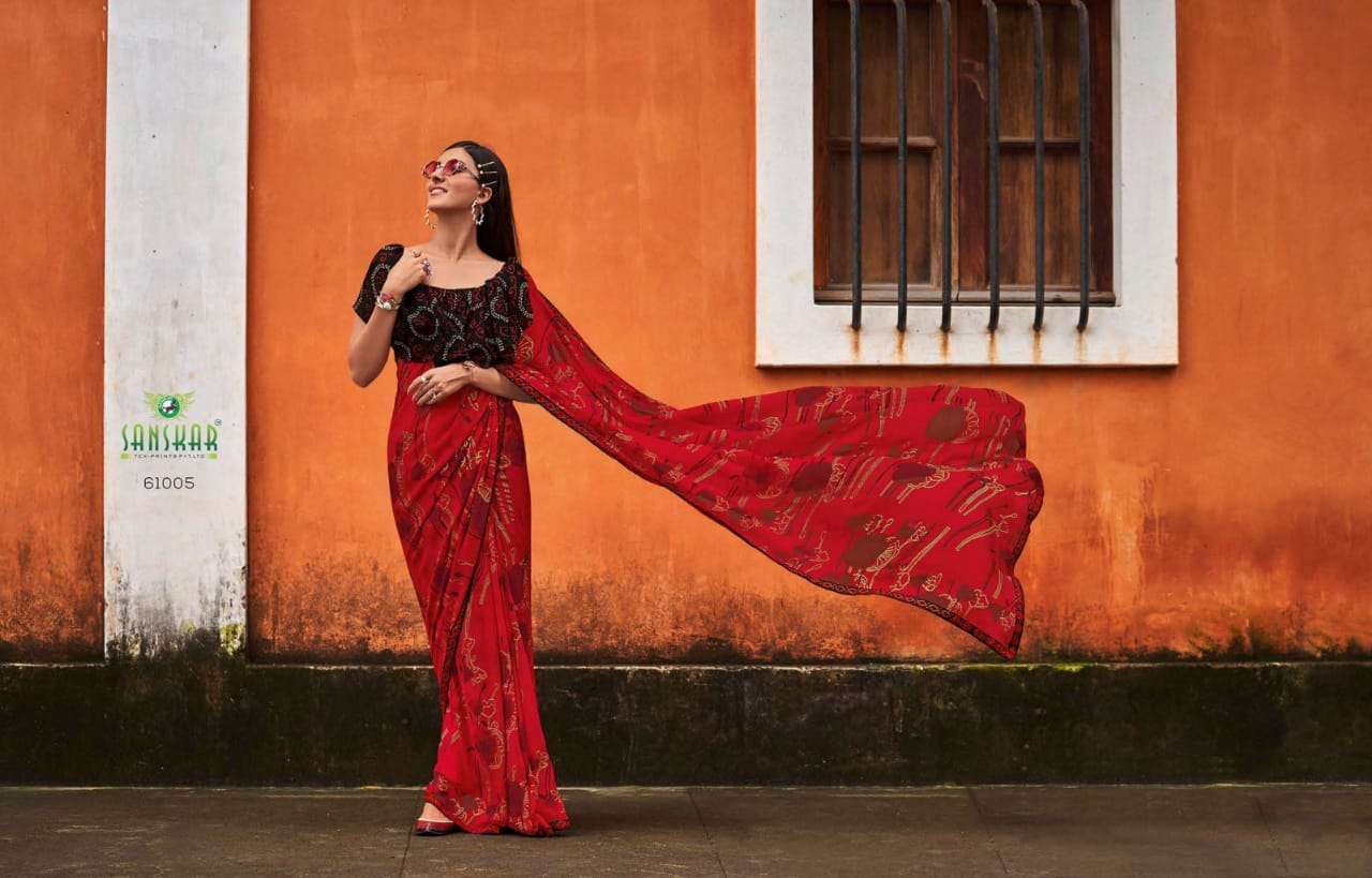 Chitrakala By Sanskar Text Print Georgette Saree Exports