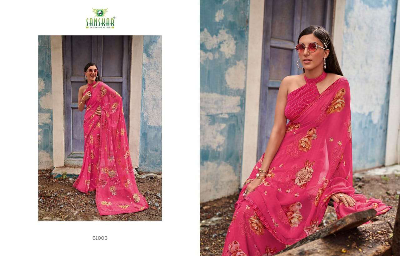Chitrakala By Sanskar Text Print Georgette Saree Exports