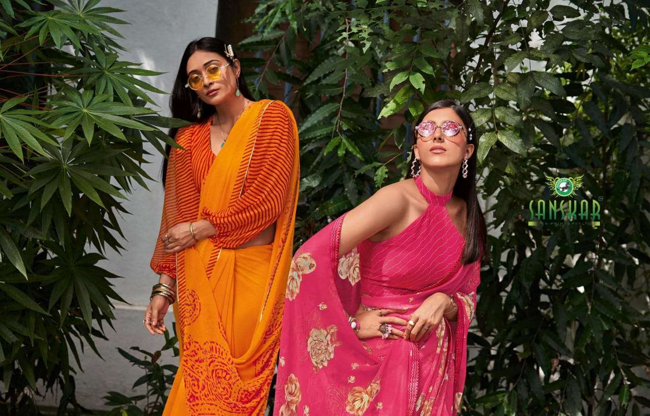 Chitrakala By Sanskar Text Print Georgette Saree Exports