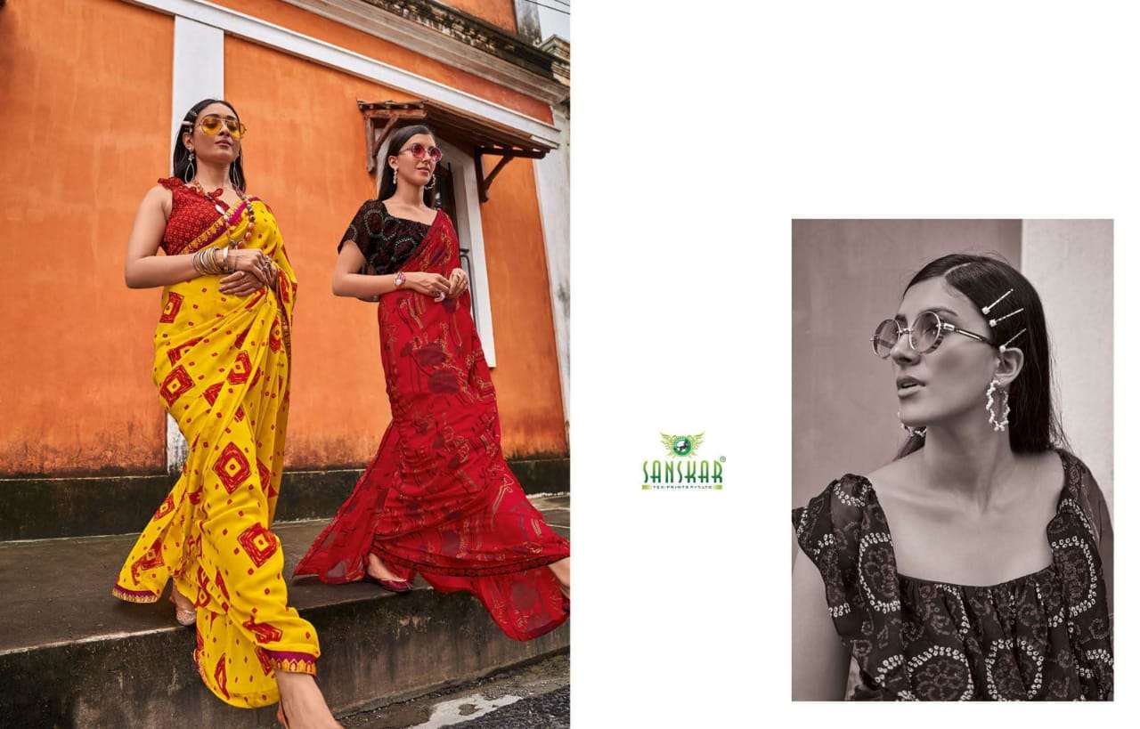 Chitrakala By Sanskar Text Print Georgette Saree Exports