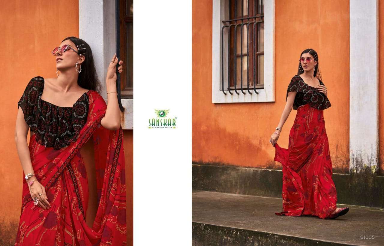 Chitrakala By Sanskar Text Print Georgette Saree Exports