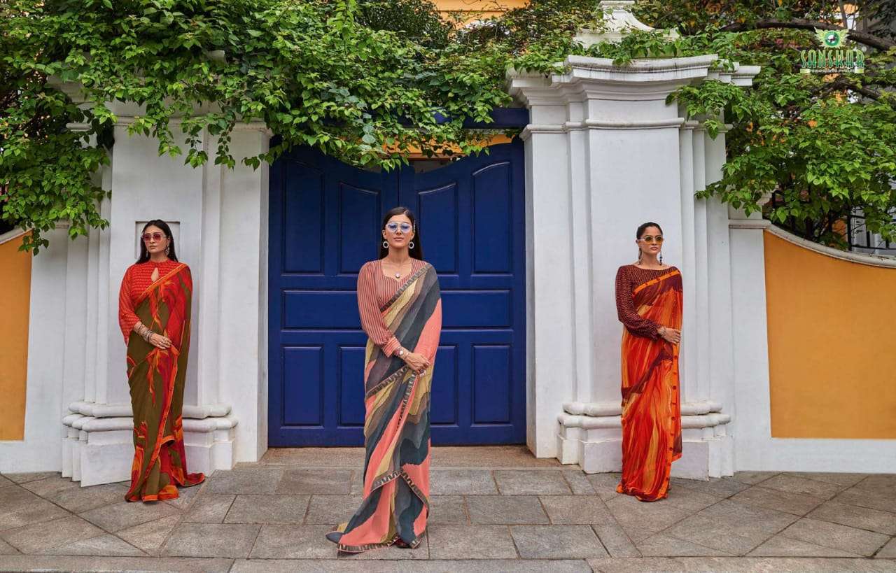 Chitrakala By Sanskar Text Print Georgette Saree Exports