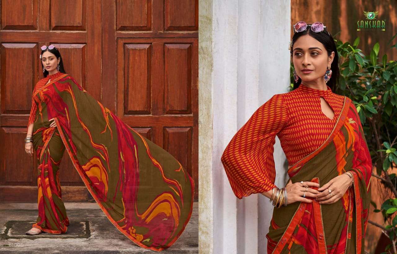 Chitrakala By Sanskar Text Print Georgette Saree Exports