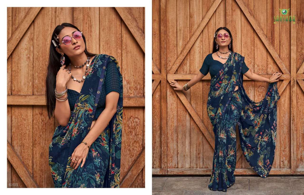 Chitrakala By Sanskar Text Print Georgette Saree Exports